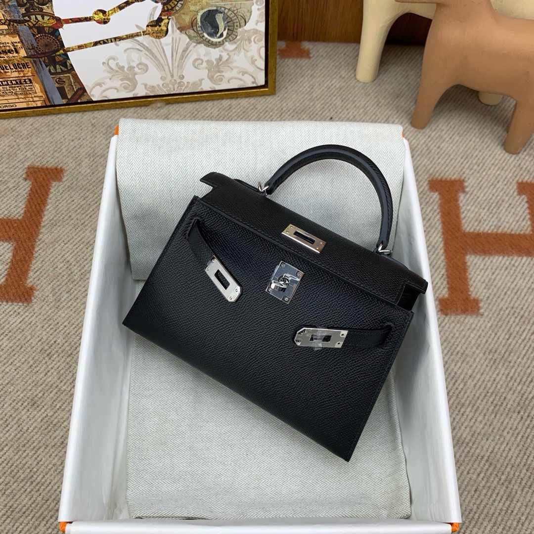 에르메스 미니 켈리백19 블랙 은장